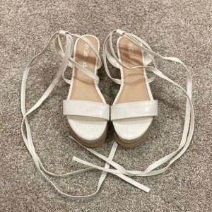 Girlhood Like New White Platform Ankle Tie Sandals